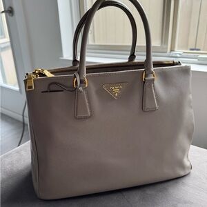 Prada Taupe Leather Saffiano Lux tote bag